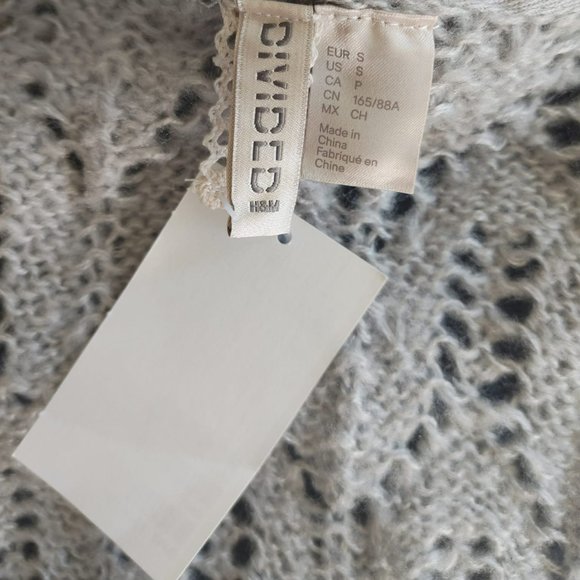 NWT H&M DIVIDED Asymmetric Lace Pattern-knit Open Front Cardigan Sweater. S - Picture 6 of 7